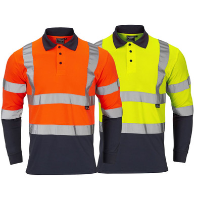 Supertouch Hi-Vis 2 Tone Bird Eye Long Sleeve Polo Long Sleeve Shirt