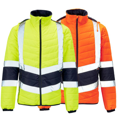 Supertouch Hi Vis Yellow Two Tone Puffer Jacket