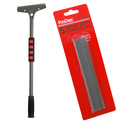 ProDec Long Handle Wall Scraper 6" Inch Blade + Free 5 pk Blades