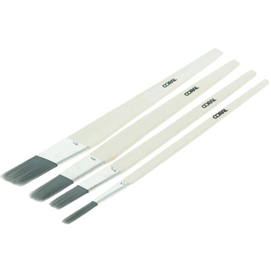 Coral Angled Lining Fitch Paint Brushes 4pc