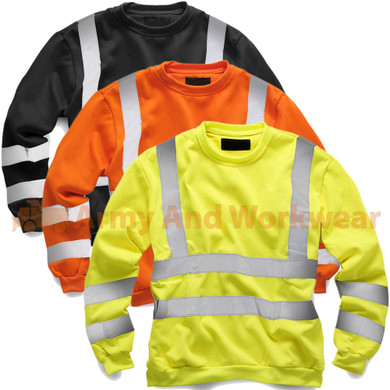 Hi Viz Crew Safety Sweatshirt Mens Visability Workwear Security Fleece Jumper