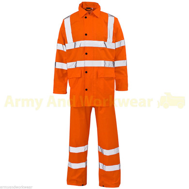 Hi Viz Orange Reflective rail rain suit
