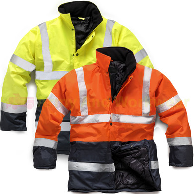 Two 2 Tone Hi Viz Parka Mens Reflective Waterproof Padded Work Jacket Coat NEW