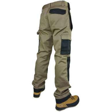 Mens Multi Pocket Work Trousers & Free Knee Pads Beige