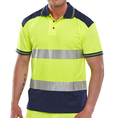 PK Shirt Hi Viz Mens "Two Tone" Polo Collar T-shirt Pro Work Safety High Vis Top 