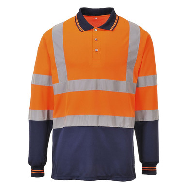  S279 PORTWEST TWO-TONE LONG SLEEVED POLO