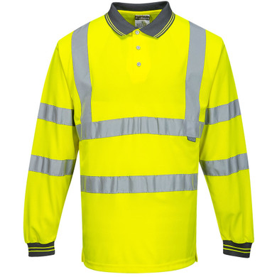 Portwest Hi Vis Long Sleeved Polo Yellow