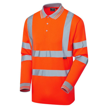Supertouch Hi Vis Long Sleeve Bird Eye Polo Shirt Orange 35E81-7