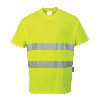 Portwest Hi-Vis Cotton Comfort T-Shirt Short Sleeve Yellow S172