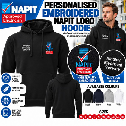 NAPIT Embroidered Personalised Logo Hoodie