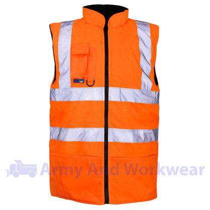 Hi Viz Reversible Fleece Lined Bodywarmer Orange