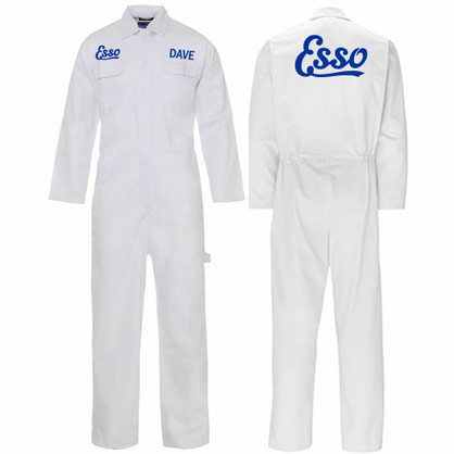 Personalised Gas Petrol Attendant Esso Boilersuit White