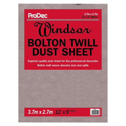 ProDec Windsor 12' x 9' Bolton Twill Cotton Dust Sheet ProDec Windsor 12' x 9' Bolton Twill Cotton Dust Sheet