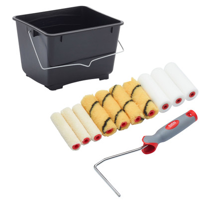 ProDec Spiral 12pc Assorted 4" Mini Rollers, Frame & 2.5L Skuttle ProDec Spiral 12pc Assorted 4" Mini Rollers, Frame & 2.5L Skuttle
