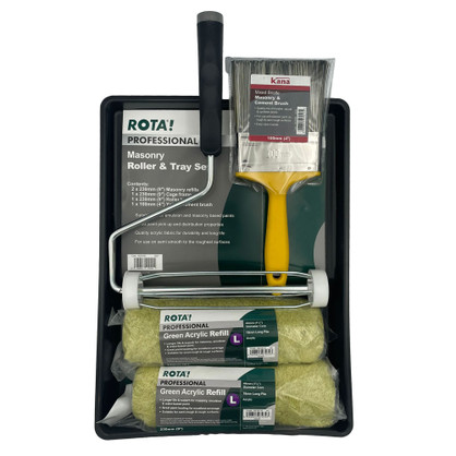 Rota 9" x 1.75" 5 pc Twin Long Pile Masonry Roller & Brush Set