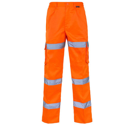 Supertouch Hi Vis 3 Band Combat Trousers Orange