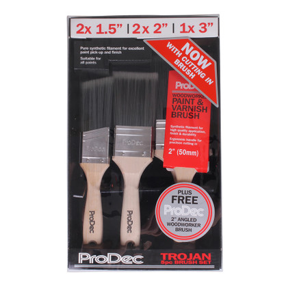ProDec Trojan 6pc Paint Brush Set with Cutting In Brush PBPT079