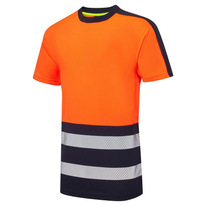 Supertouch Essentials Hi Vis Eco CoolAir 2 Tone Orange/Navy T-Shirt SHV-352D1-9