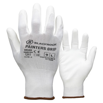 12 x Blackrock Painter's Lightweight PU Gripper Glove White