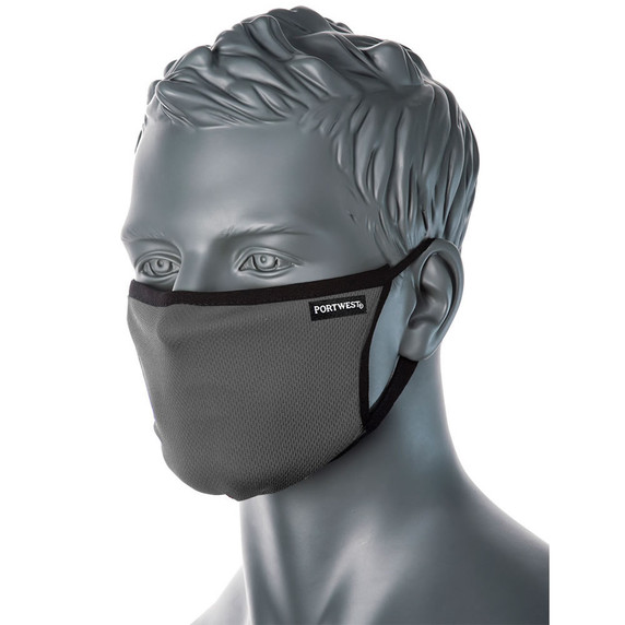 Portwest 3 Ply Fabric Face Mask CV30  Grey