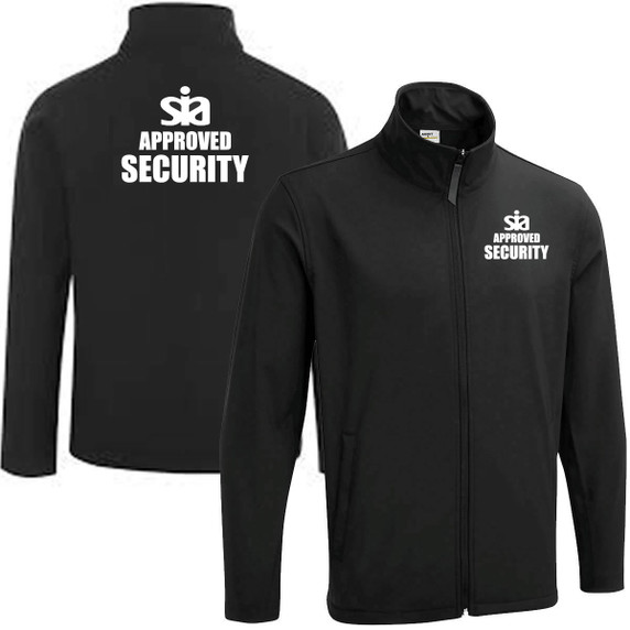 SIA Security White Print Soft Shell Jacket Black