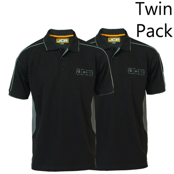 2 x JCB Fenton Polo T-Shirt Black