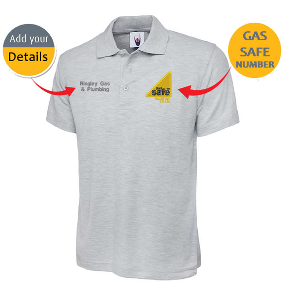 Gas Safe Embroidered Personalised Polo Shirt With Company Name/Text