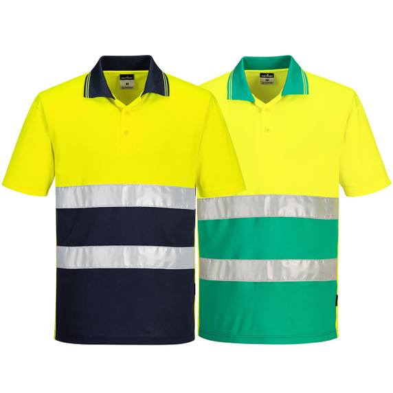 Portwest Hi-Vis Lightweight Contrast Polo Short Sleevehirt S/S