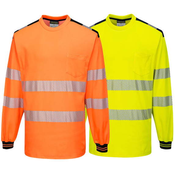 Portwest Hi-Vis Cotton Comfort T-Shirt Long Sleeve