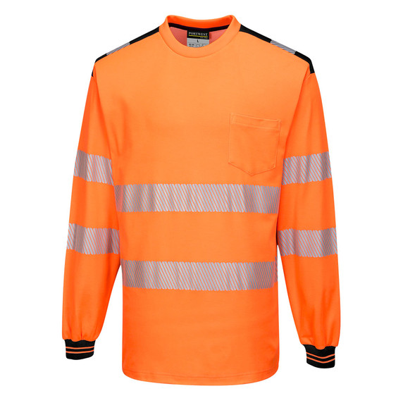 Portwest Hi-Vis Cotton Comfort T-Shirt Long Sleeve