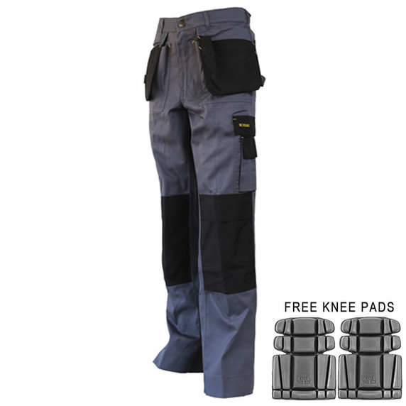 Ironside Work Trousers Kalmar Grey/Black + Knee Pads