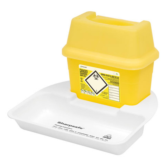 Sharp Safe Near Patient Sharps Disposal Tray For 2/3ltr Bin White