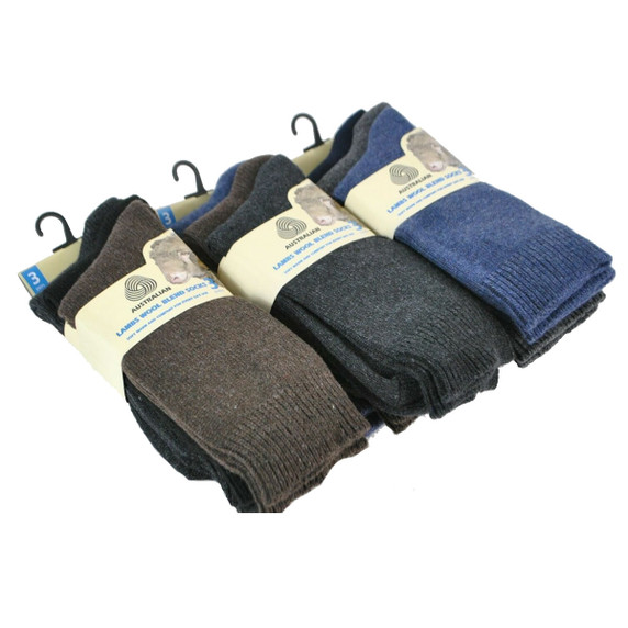 3 Pack Mens Australian Lambs Wool Socks UK 6-11