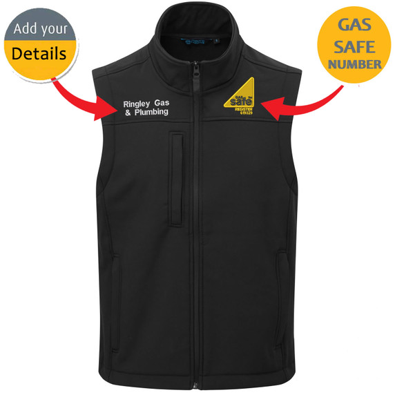 Gas Safe Embroidered Personalised Logo Softshell Bodywarmer