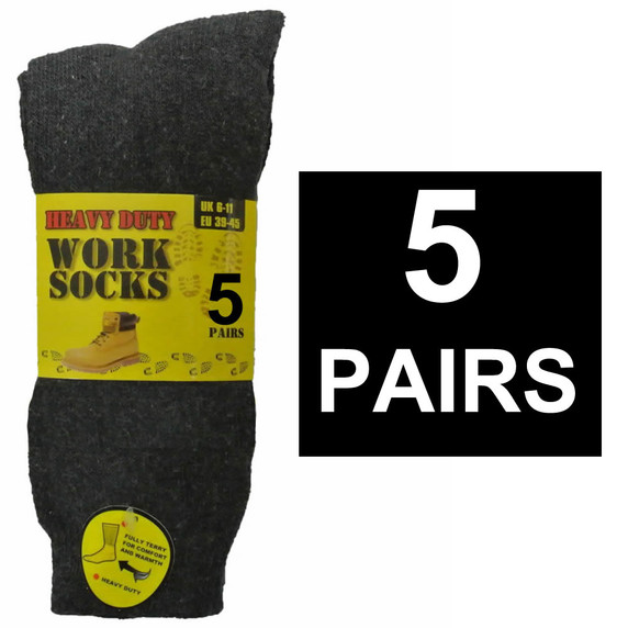 5 Pack Mens Work Socks UK 6-11