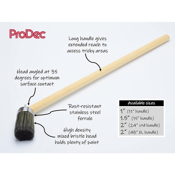 ProDec 2" Striker Brush with 24" Long Reach Handle for Painting Difficult and Awkward Areas