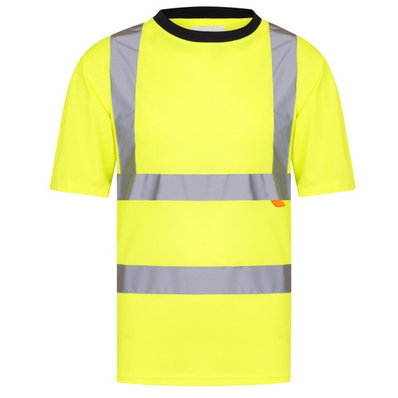 Hi Viz T-Shirt Crew Neck Collar Yellow
