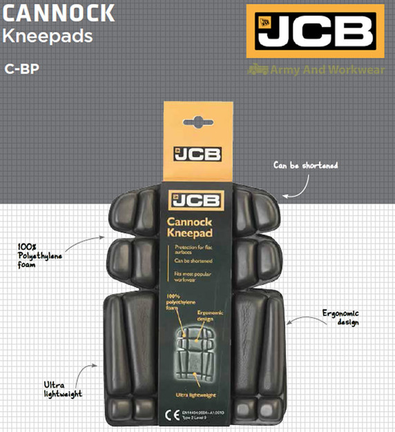 JCB CANNOCK Kneepads Work Wear Evazote Safety Moulded Knee Pads for Trousers Set
