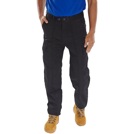 Super Click Workwear Drivers Trousers in Black