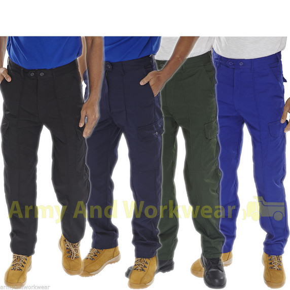 Super Click Workwear Drivers Trousers Heavy Duty Mens Workwear Multi Pocket Pant