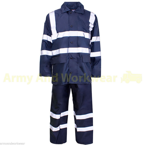 Hi Viz navy rain suit