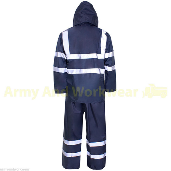 Hi Viz navy rain suit