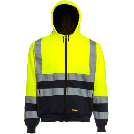 Hi Visibility Hooded Sweatshirt in Yellow & Navy  HV032Y