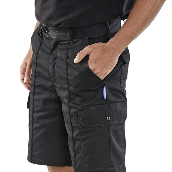 Beeswift Work Cargo Pocket Combat Shorts in Black