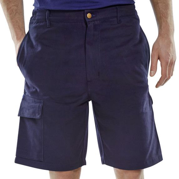 Click Work Elasticated Combat Shorts in Navy