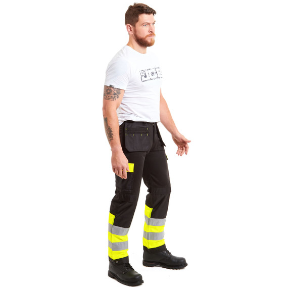 Standsafe Hi Viz Work Trousers  Black / Yellow