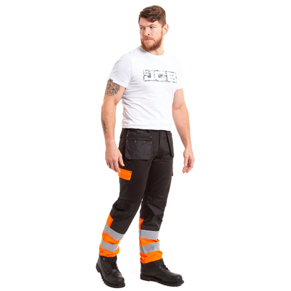 Standsafe Hi Viz Work Trousers  Black / Orange