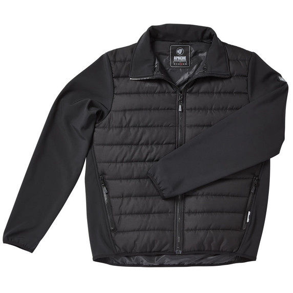 Apache Hybrid Mens Quilted Body, Soft-Shell Arms Black Work Jacket