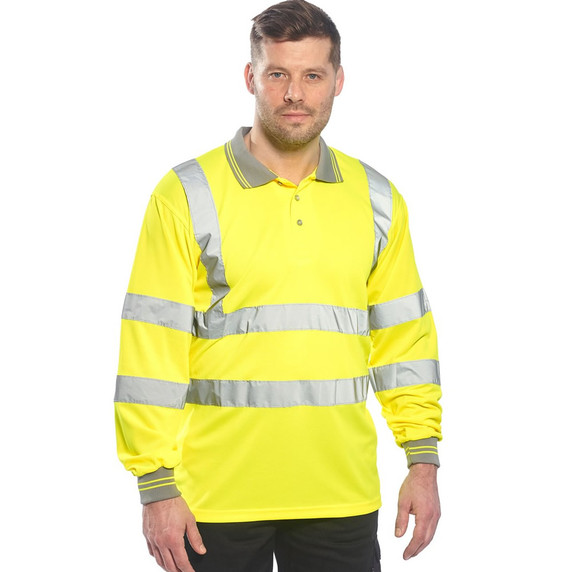 Portwest Hi Vis Long Sleeved Polo Yellow