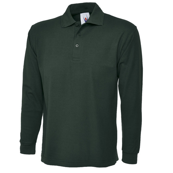 Uneek  Mens green Longsleeve Polo UC113 @ Army And Workwear  